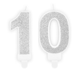Geburtstagskerzen 10 Silber Set 1 & 0