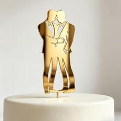 Eleganter Cake Topper für Männerhochzeit in Gold