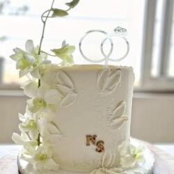 Silberner Diamantring Cake Topper