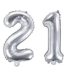 Ballon Set Zahl 21 Silber 35cm