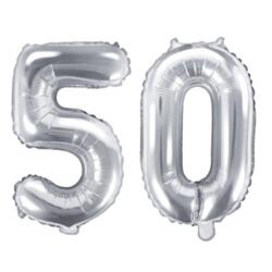Zahlenballons 50 Silber - Set 5 & 0 35cm