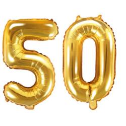 Zahlenballons 50 Gold - Set 5 & 0 35cm