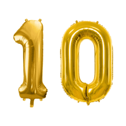 Geburtstagsballon 10 – Ballon Set 1 & 0 Gold 86 cm