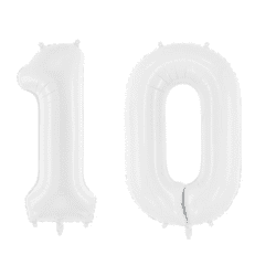 Geburtstagsballon 10 – Ballon Set 1 & 0 Weiss 86 cm