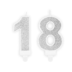 Geburtstagskerzen 18 Silber Set 1 & 8