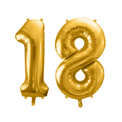 Geburtstagsballon 18 – Ballon Set 1 & 8 Gold 86 cm