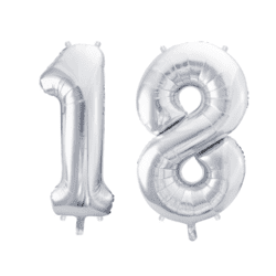 Geburtstagsballon Set 18 Silber 86 cm