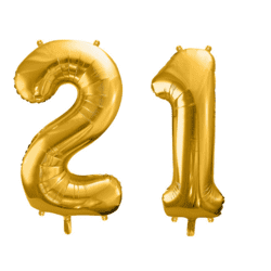 Geburtstagsballon 21 – Ballon Set 2 & 1 Gold 86 cm
