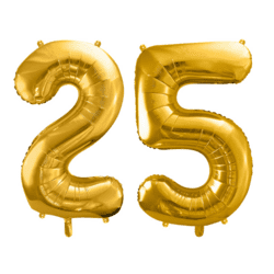 Geburtstagsballon 25 – Ballon Set 2 & 5 Gold 86cm