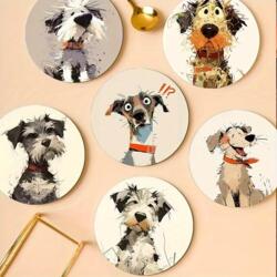 6 dessous de verre en bois avec motifs de chiens