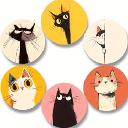 6 Katzen-Untersetzer aus Holz – Bunte Katzenmotive