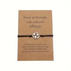Edelstahl Verstellbares Fussball Armband Schwarz
