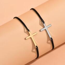 2er-Set Verstellbare Kreuz Armbänder Schwarz Partnerarmbänder
