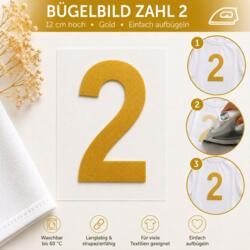 Bügelbild Zahl 2 Gold 12cm