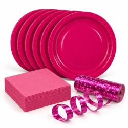 Set de fête rose vif pour 6 personnes