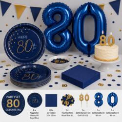 Partyset 80. Geburtstag Royal Blau