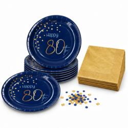 Set de déco de table 80e anniversaire – Bleu royal & or