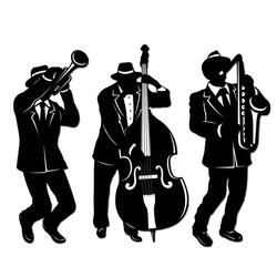 Silhouettes de trios de jazz