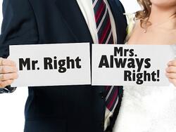 Hochzeits lustige Karten Mr. Right/Mrs. Always Right