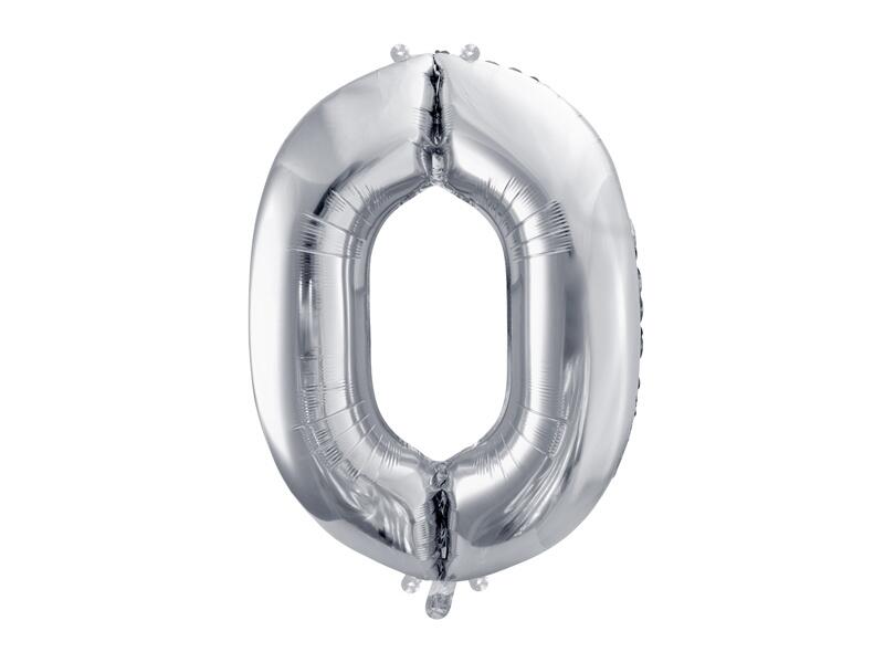 Zahlenballon 0 Silber 86 cm