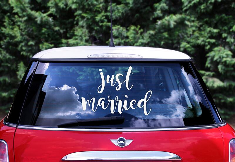 Autocollant de voiture de mariage Just Married