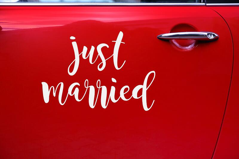 Autocollant de voiture de mariage Just Married