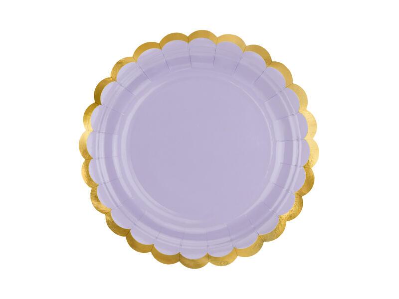 Assiette en carton violet-or 18 cm