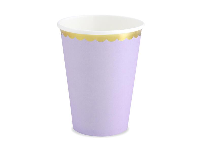 Gobelet en carton violet clair avec bord doré