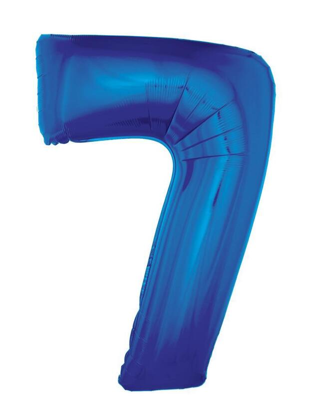 Folienballon Zahl 7 Blau 1 Meter