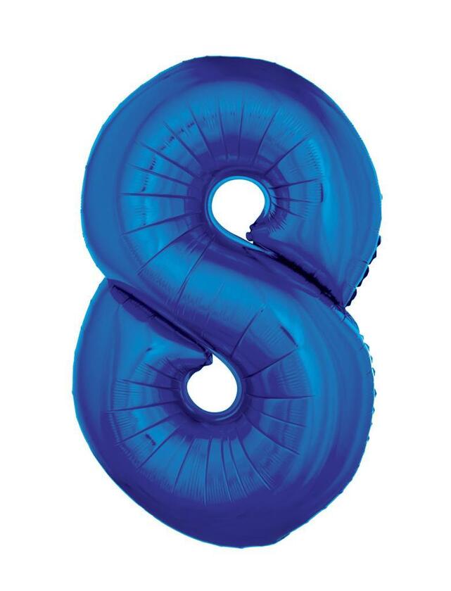 Folienballon Zahl 8 Blau 1Meter