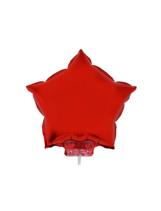 Ballon aluminium étoiles rouge avec bâton 28 cm