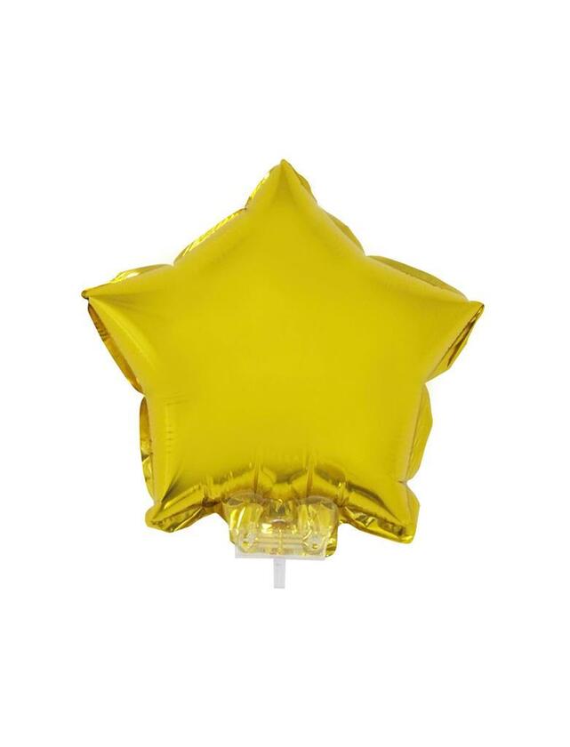 Folienballon Sterne Gold mit Stab 28 cm