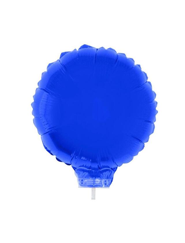 Ballon aluminium rond bleu avec bâton 28 cm
