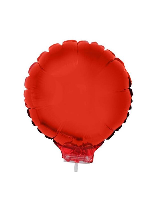 Ballon aluminium rond rouge avec bâton 28 cm