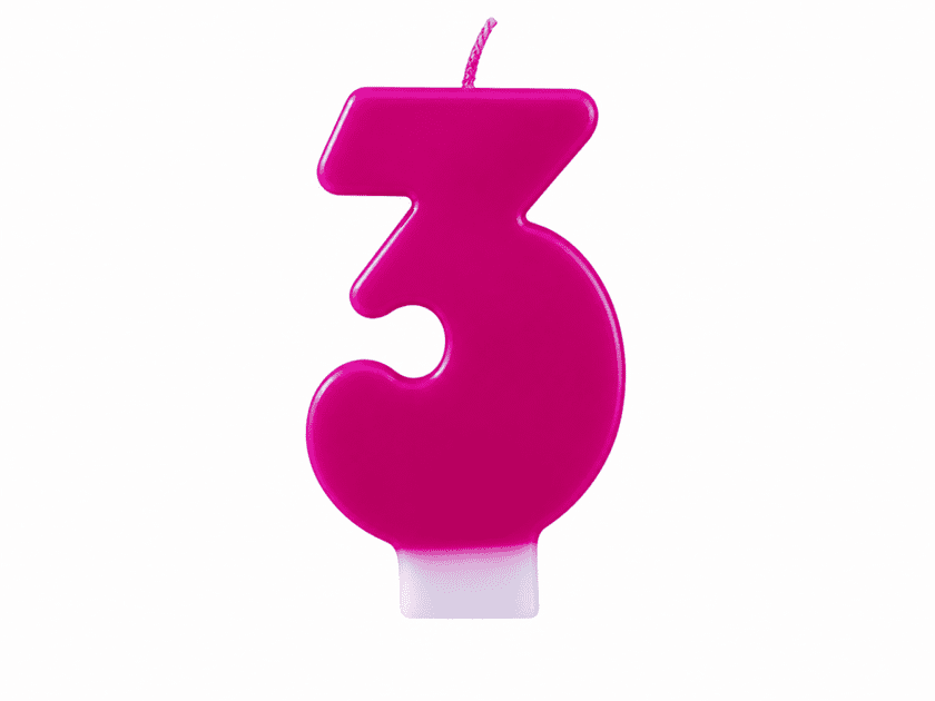 Bougie d'anniversaire numéro 3 rose