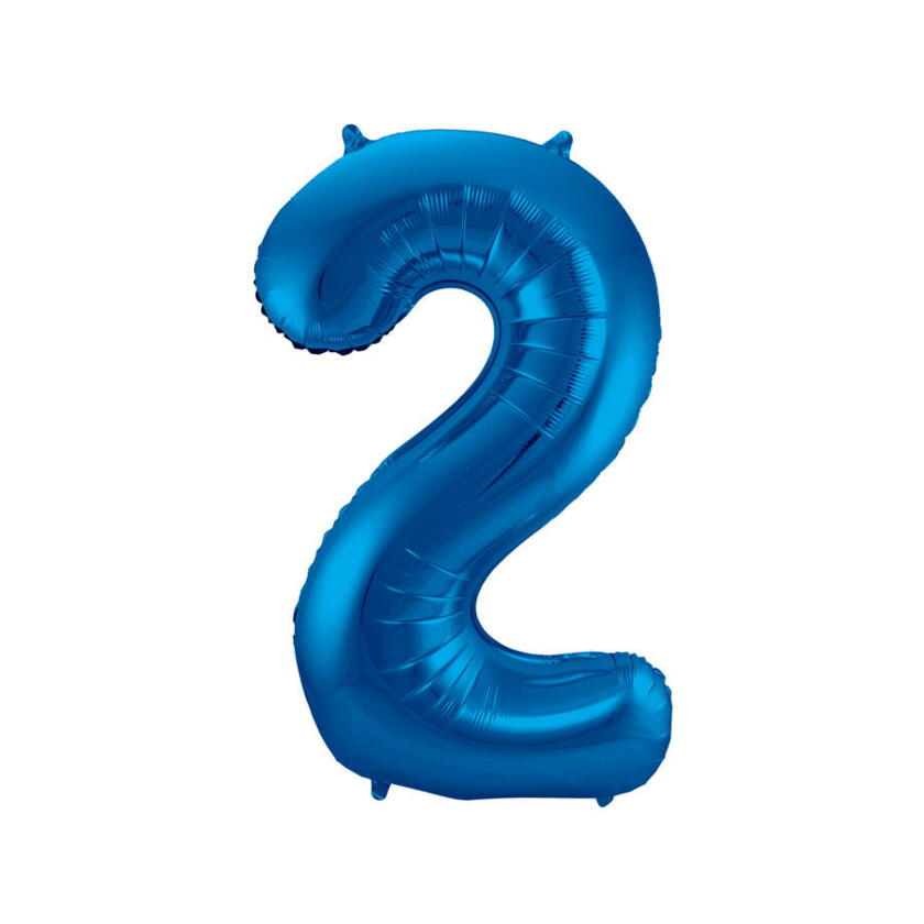 Ballon Zahl 2 Blau 85 cm
