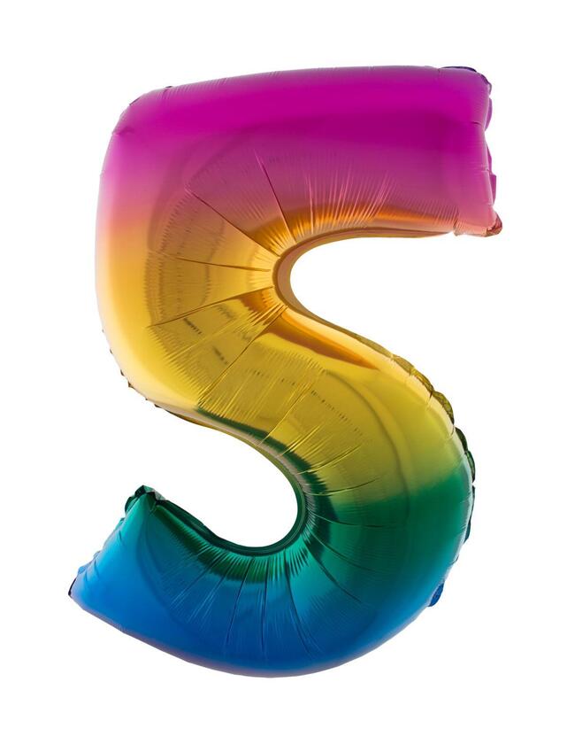 Ballon Zahl 5 Regenbogen 40 cm