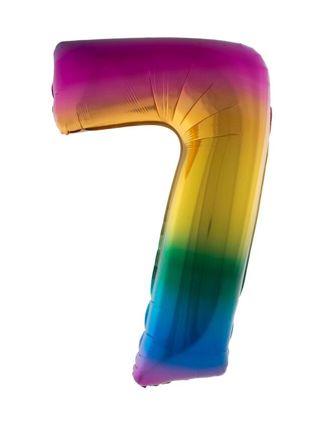 Ballon Zahl 7 Regenbogen 40 cm