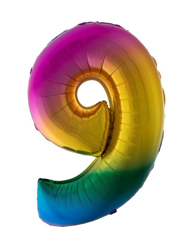 Ballon numéro 9 arc-en-ciel 40 cm
