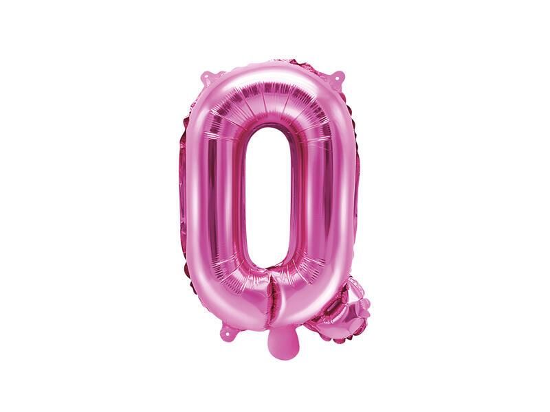 Ballon lettre aluminium Q rose 35 cm