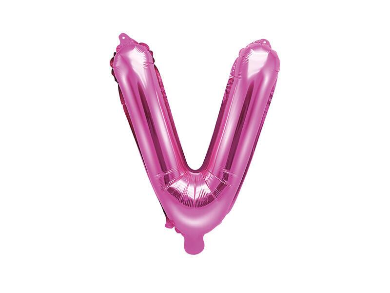 Ballon aluminium lettre V rose 35 cm