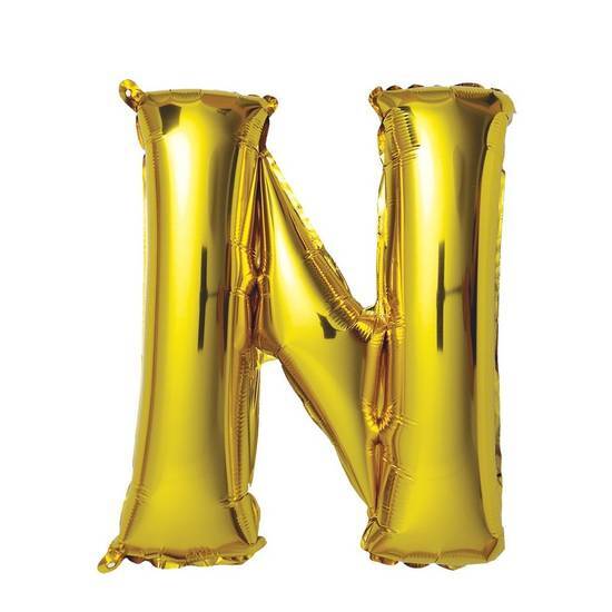 Ballon aluminium lettre N doré 1 mètre