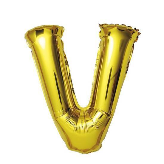 Ballon aluminium lettre V doré 1 mètre