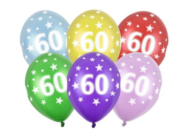 Ballons numérotés 60 ans mélange coloré 50 pièces
