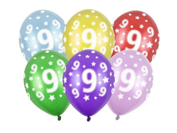 Ballons numérotés 9 ans mélange coloré 50 pièces