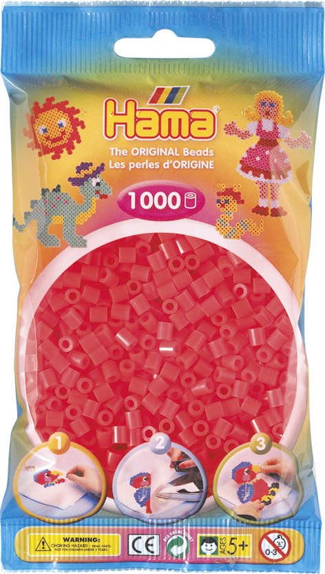 HAMA Perles Midi 1000 pièces Rouge Fluo