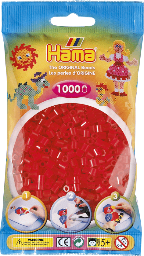 HAMA Perles Midi 1000 pièces Rouge Transparent
