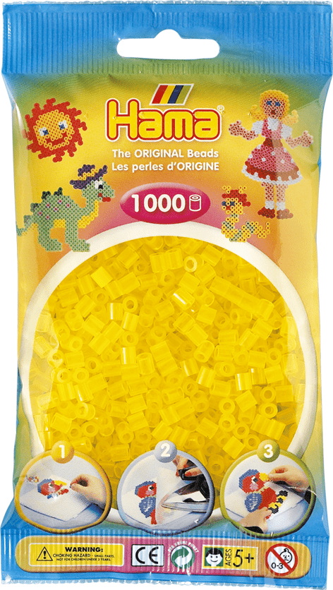 HAMA Midi Perlen 1000 Stück Transparent Gelb