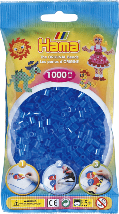 HAMA Midi Perlen 1000 Stück Transparent Blau