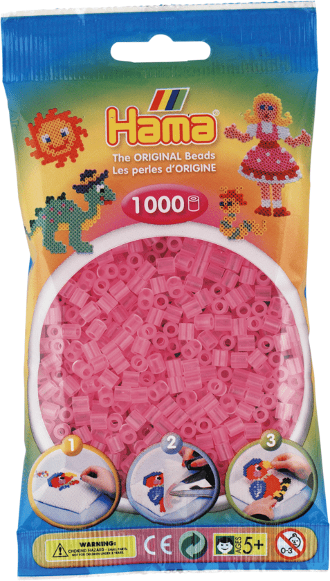 HAMA Midi Perlen 1000 Stück Transparent Pink